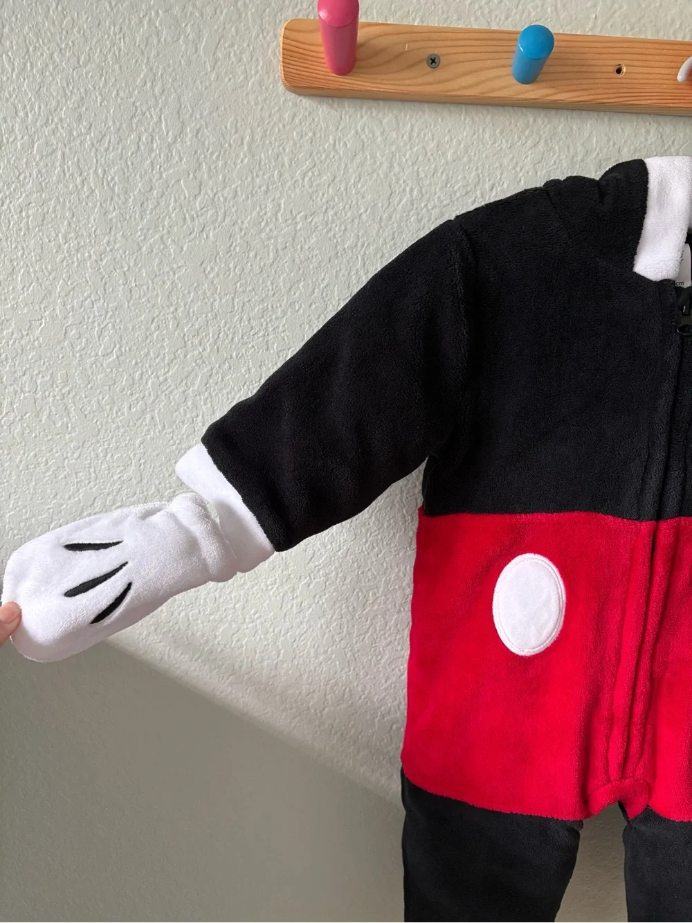 Disney Baby Mickey Mouse Pajama Onesie Romper with Hood and Gloves